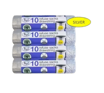 10 Silver Bin Liners Drawstring – 24 Qty
